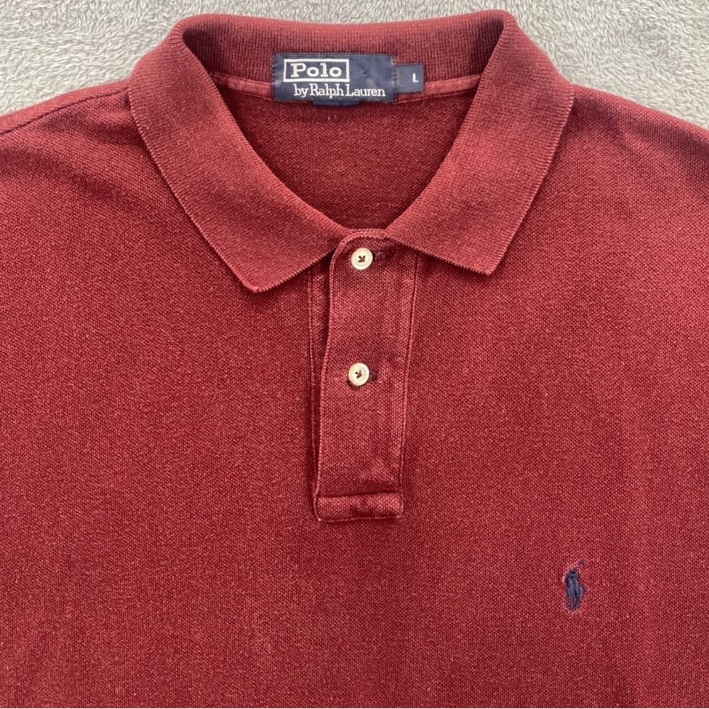 Polo Ralph Lauren Polo Shirt Men Large Burgundy Short Sleeve Cotton RN41381